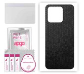 apgo Protective Skin Sticker for the back compatible with Xiaomi Redmi 10 Power, Wrap Film, Foil, Vinyl - Pattern Black Honeycomb