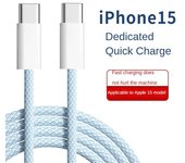 Cable de datos de carga rápida PD60W para iPhone 15, cable trenzado tipo C, apto para toda la gama de cables de carga para iPhone 15 1M blanco