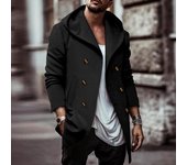 Abrigo de otoño-invierno para hombre, con capucha, cruzado, largo medio, manga larga, color liso, holgado, suave, con bolsillos, botones, chaqueta tipo cárdigan cálida, ropa de primavera para hombre L azul royal