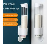 Dispensador de vasos de papel desechables, portavasos de plástico para dispensador de agua, estante de almacenamiento de tazas automático montado en la pared, contenedor de tazas blanco