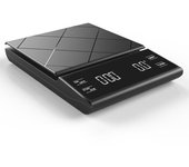 Báscula de café con temporizador, báscula de cocina Digital, pantalla LED, función de tara, portátil de 3000g/0,1g negro