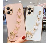 Funda de lujo con pulsera de corazón de amor chapada para Xiaomi Mi Poco X5 Pro X 5 Redmi Note 12 5g, funda con cadena para muñeca Poko X5pro Note12 poco x5