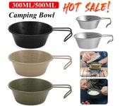 Cuenco plegable para exteriores de 300 ml, cuenco de acero inoxidable 304 para acampar, plato portátil, taza Sierra, olla apilable para acampar, herramienta para picnic y barbacoa negro