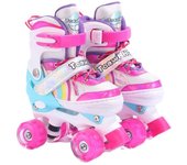 Patines de cuatro ruedas de doble hilera para principiantes, niños, adultos y profesionales, con doble hebilla. M size 35-38 azul
