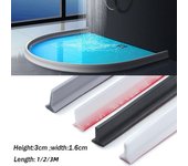 Tapón de agua de silicona autoadhesivo para baño, tira de retención de agua, puerta de baño flexible, barrera de ducha para lavadora 1M negro