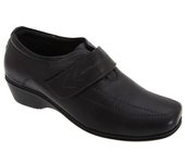 Mod Comfys zapatos casuales de cuero Softie con cierre táctil para mujer/señora 4 UK negro