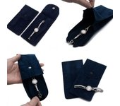 Bolsa de almacenamiento de relojes de alta gama con cremallera, reloj de pulsera portátil de vellón con botón a presión a prueba de arañazos y bolsa de reloj engrosada verde