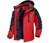 Chaquetas de senderismo para hombre, abrigos con capucha desmontables para exteriores, parkas para esquí y snowboard, ropa de invierno, forro polar, chaquetas de montaña XXXXXL rojo