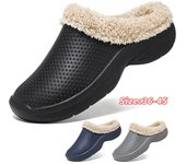 Zapatillas de casa cálidas de piel para invierno, zapatos de algodón para mujer, Zapatillas de felpa de plataforma gruesa para hombre, chanclas suaves antideslizantes de EVA para interiores 36 negro