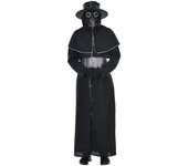 Disfraz de médico de la peste para hombre, traje de fiesta de Halloween, abrigo de brujo, trajes medievales Steampunk con máscara de sombrero M negro