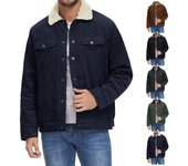 Chaqueta de camionero de pana de invierno para hombre, abrigos de trabajo cargo de algodón, abrigos casuales XXL azul oscuro