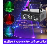 Lámpara de proyector láser de animación RGB de 256 patrones, luz de escáner de haz de escenario de discoteca de DJ para lámpara de escenario de baile de cumpleaños de Navidad EU plug