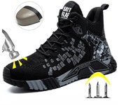 Zapatos de seguridad con protección de tobillo para hombre, zapatillas de deporte con punta de acero de caña alta, zapatos de trabajo transpirables, botas de seguridad para la construcción para hombre, indestructibles 36
