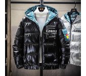 Chaqueta de invierno para hombre, chaqueta de plumón con capucha de gran tamaño, acolchada, brillante, cálida, parka negra para hombre, talla extra grande XXL plata