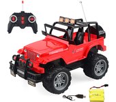 Coche RC eléctrico de juguete, coche RC, coche RC, coche de control remoto por radio, diseño muy genial, regalo favorito de los niños, todoterreno 1/18 (Rojo recargable)