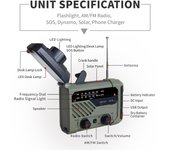 Radio Digital FM AM lámpara de emergencia para exteriores manivela Solar Radio linterna luz de lectura LED SOS verde