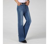 Vaqueros para hombres Vaqueros acampanados de talle medio y talla grande Pantalones acampanados de mezclilla microelásticos Vaqueros clásicos Ddesign 26 azul