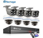 Techage HD 5MP POE CCTV NVR sistema de cámara 8CH grabadora de Audio detección facial exterior interior Video cámara de seguridad conjunto de vigilancia NO HDD EU Plug