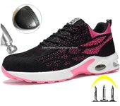 Zapatos de seguridad con punta de acero para hombres y mujeres, zapatos deportivos de trabajo, botas de seguridad con amortiguación de aire a prueba de pinchazos, zapatillas de deporte para hombre, zapatos de seguridad 36 azul