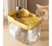Fuente de agua para gatos de 1,5 l con bomba silenciosa, dispensador de agua para perros, USB, anti-quemaduras, para interiores gris