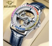 AILANG Nuevo Reloj Mecánico Automático de Esqueleto Completo Relojes para Hombres Relojes de Color Diamante para Hombres Resistentes al Agua