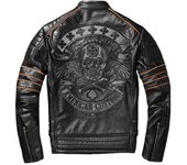 Abrigo de piel de vaca auténtica, ropa de cuero genuino para hombre, chaqueta de motociclista con calavera bordada, otoño, talla asiática 6XL L