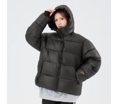 Chaqueta acolchada con capucha informal a prueba de viento para hombre de invierno Parka gruesa Vintage dorada negra M negro