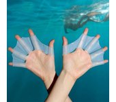 Aletas de natación de silicona Aletas para hombres, mujeres y niños Piscina Deporte Entrenamiento profesional Dedos Mano Guantes palmeados Palas Equipo s azul