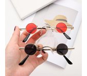 Gafas de sol redondas punk antirreflectantes Gafas de sol retro para hombres y mujeres Marco ultra pequeño Estilo Hip Hop Ins Moda Gafas de sol punk Color caramelo oro/gris