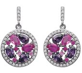 Les Trésors De Lily [M5586] - Boucles Argent 'Sissi' rose violet argenté (rhodié) - 23x15 mm púrpura
