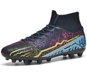 Botas de fútbol, botas de fútbol, calcetines elásticos de caña alta, botas de fútbol de clavo corto, botas de fútbol de talla grande para niños 35 cian