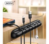 QOOVI Organizador de cables Soporte para cables Enrollador de cables USB flexible Clips de silicona ordenados para cable USB Ratón Teclado Protector de auriculares 1 pcs negro