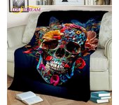 Manta gótica de flor de calavera de dibujos animados Horrible, manta suave para el hogar, dormitorio, cama, sofá, Picnic, viaje, oficina, manta para niños 75x90cm