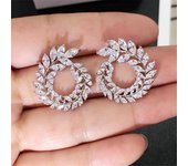Joyería de moda clásica de Plata de Ley 925 con corte Marquesa completo blanco claro AAAAA Zirconia cúbica eternidad pendiente de tuerca para mujer blanco