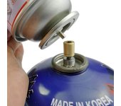 1 adaptador de recarga de gas para llenado de bote de butano, cilindro de gas para estufa de camping al aire libre, accesorios para quemador de tanque de gas, miniválvula de inflado 1pc