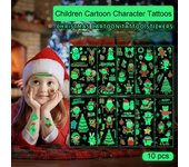 10 Uds pegatinas de tatuajes de Navidad pegatinas de dibujos animados impermeables que brillan en la oscuridad para niños suministros festivos para fiestas
