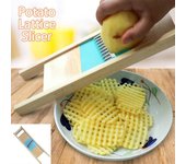 Herramientas para cortar verduras y frutas de acero inoxidable y madera, herramientas para ensalada con entramado de patatas, utensilios de cocina creativos azul