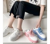 Zapatillas de deporte informales Baotou con cordones y suela gruesa y suela blanda de primavera y verano para mujer 41 blanco