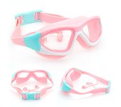 Gafas de natación para niños de alta definición, impermeables y antivaho, con montura grande, cómodas gafas con tapones para los oídos de silicona conectados S