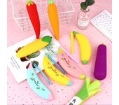 with Zipper Silicone Pencil Bag Silicone Student Pen Case Kawaii Children Storage Bag pineapple