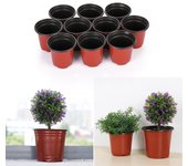 10 mini jarrones de terracota de plástico blando para jardín, bandejas para plantas, macetas redondas para vivero. 9cm