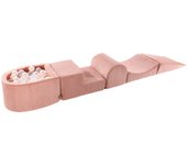 Foam Playset with Small Ball Pit MeowBaby® Playground for Children, 250x45x30 cm, Corduroy, Pink 250x45x30 cm