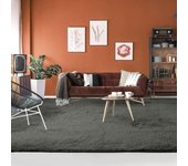 Tapis de Salon ou Chambre Shaggy - Neo Yoga- Tapis Lavable à Base Fine en Microfibre Poils Longs Extra Doux Gris Foncé 225 x 340 cm