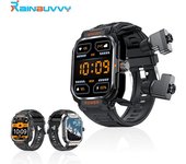 Rainbuvvy Reloj inteligente GT55 con auriculares Bluetooth TWS, pulsera deportiva con NFC y pantalla táctil completa negro