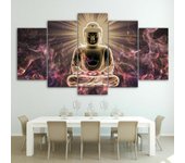 Pinturas modulares de meditación con luz de Buda sin marco, imágenes en lienzo, carteles artísticos de pared para sala de estar, oficina, decoración del hogar, 5 uds. 20x35cm*2  20x45cm*2  20x55cm*1