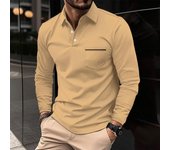 Primavera otoño hombre manga larga POLO camisa solapa botón bolsillo hombres deportes Polos camisas S
