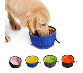 Cuenco portátil para mascotas con cremallera para exteriores, impermeable, plegable, ligero, para comida y agua de perros, para acampar y hacer senderismo One Size