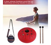 Muslady Mini tambor de lengua de acero de 5,5 pulgadas, 8 tonos, instrumento de percusión con llave C, tambor de mano con tambor rojo
