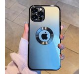 Funda hueca con agujero y logotipo chapado de lujo para iPhone 14, 13, 11, 12 Pro, XR, X, XS, Max, 7, 8 Plus, SE3, funda transparente suave a prueba de golpes iphone 11 negro