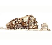 UGEARS Rompecabezas 3D para adultos - Tren de vapor V-Express con Tender - Kits de modelo de rompecabezas de madera 3D